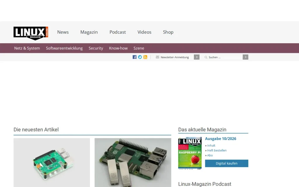 Startseite von Linux-Magazin