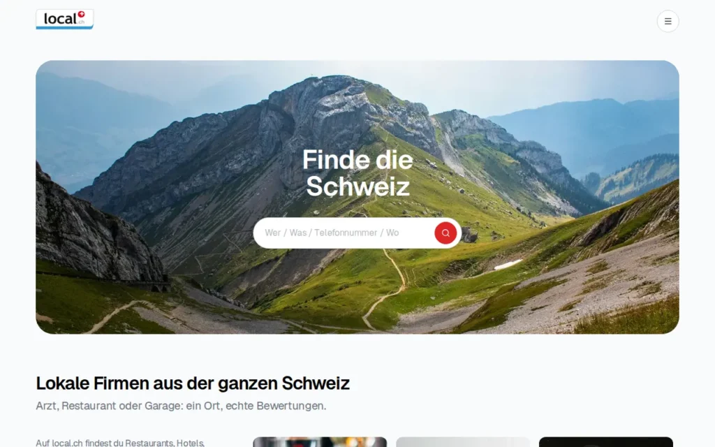 Startseite von local.ch