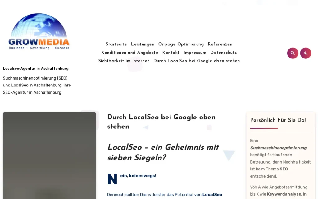 Startseite von Localseo-Aschaffenburg (Growmedia)