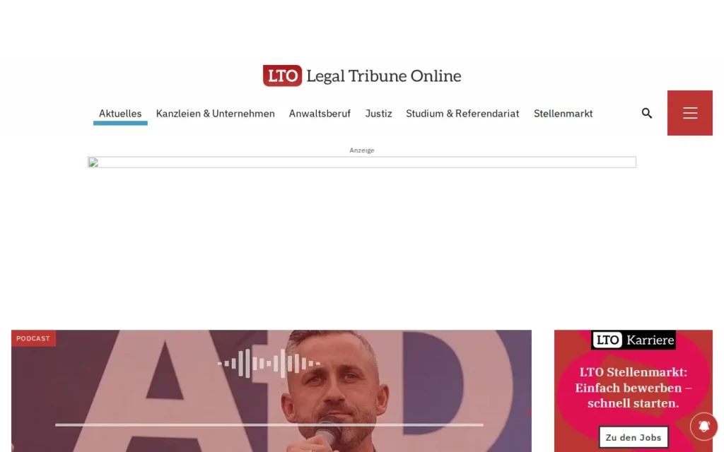 Startseite von Legal Tribune Online