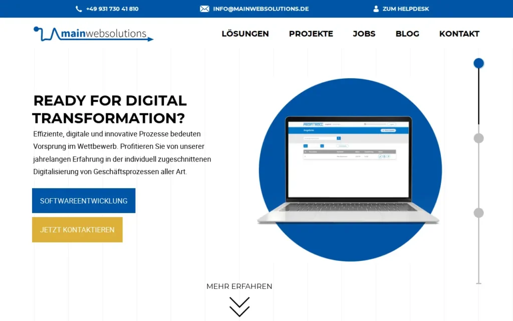 Startseite von Mainwebsolutions (WeGi GmbH)