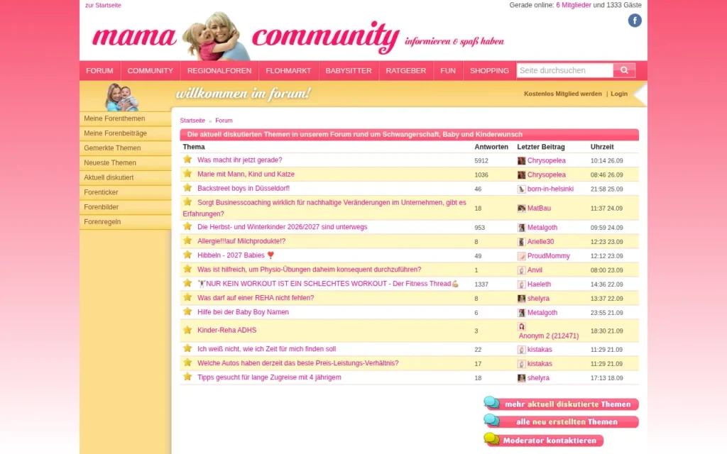 Startseite von MamaCommunity