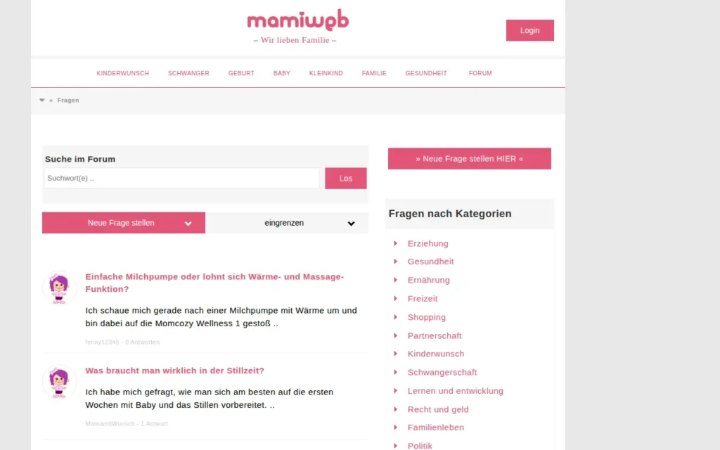 Startseite von Mamiweb.de Forum