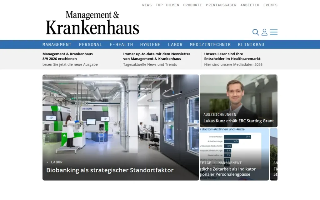 Startseite von Management & Krankenhaus