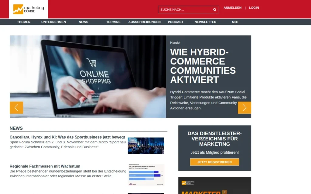Startseite von marketing-BÖRSE