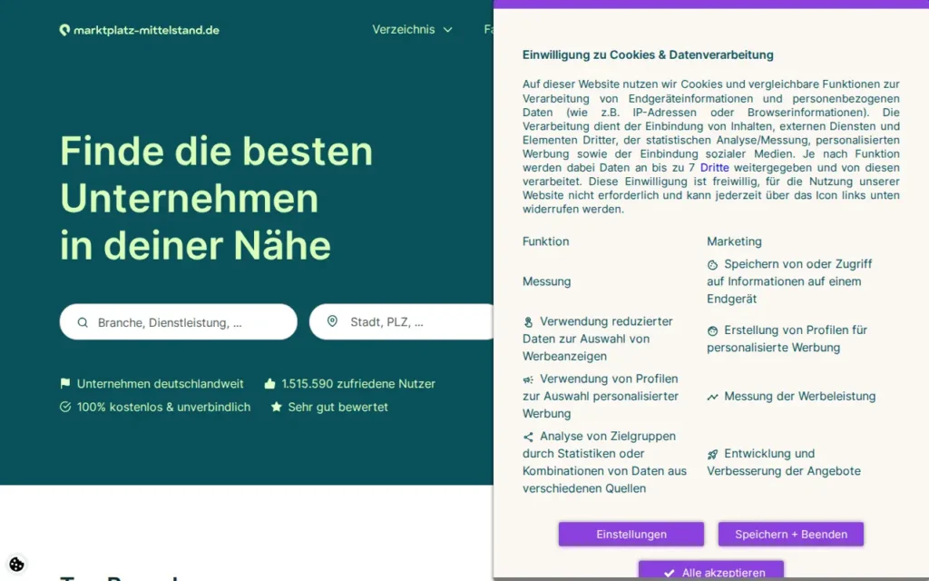 Startseite von Marktplatz Mittelstand / firmenweb