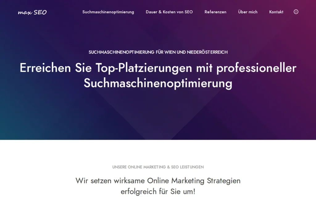 Startseite von max SEO e.U.