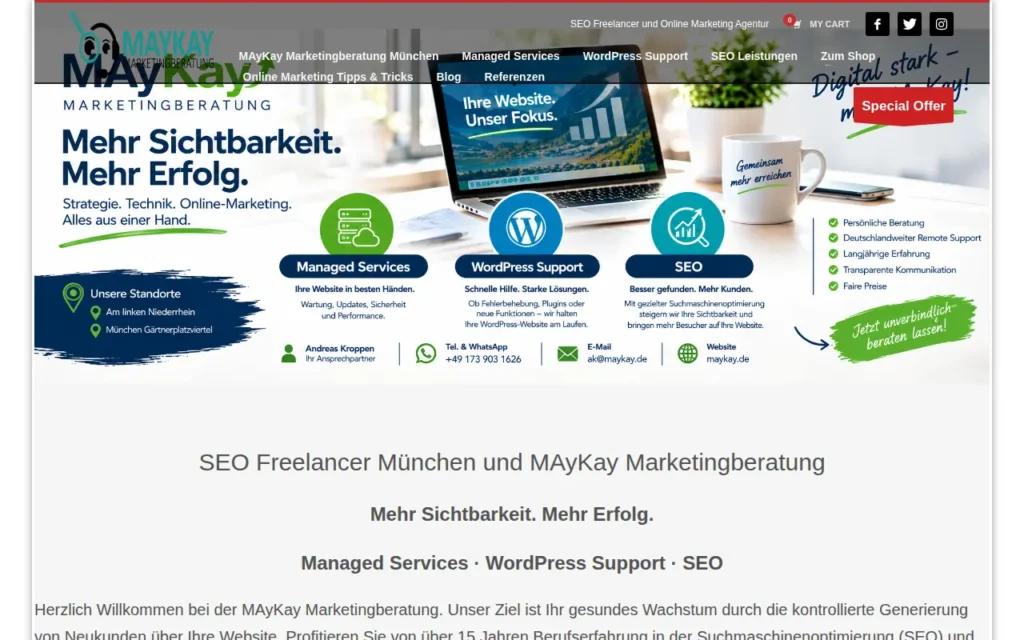 Startseite von MAyKay Marketingberatung
