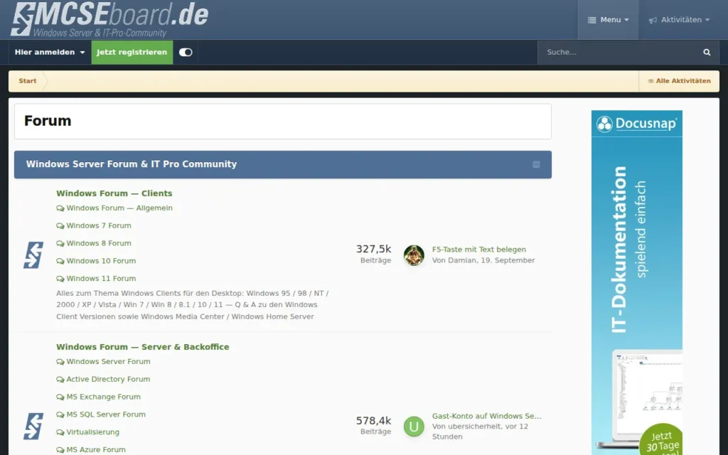 Startseite von MCSEboard.de