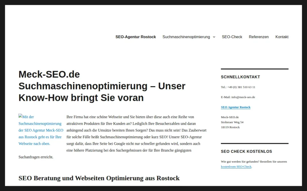 Startseite von Meck-SEO.de