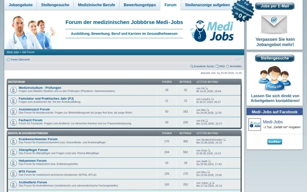 Startseite von Medi-Jobs Bewerbungsforum