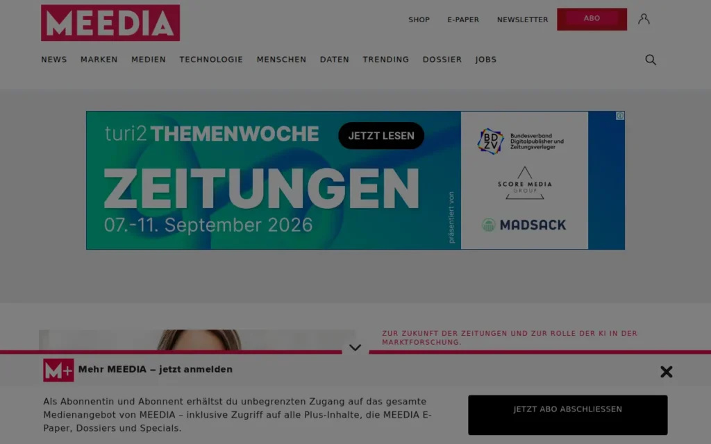 Startseite von MEEDIA