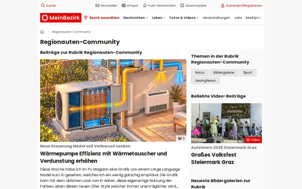 Startseite von MeinBezirk.at Regionauten-Community