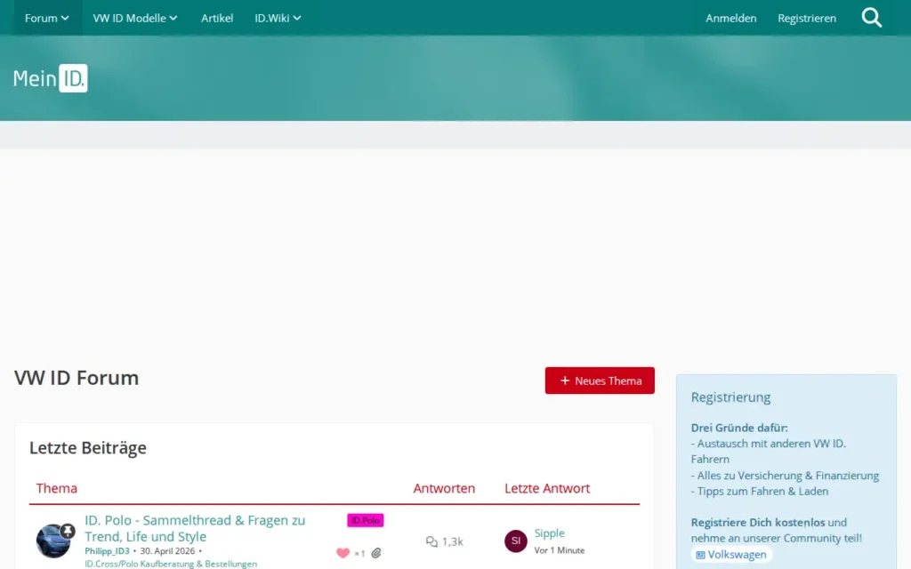 Startseite von meinID.com – VW ID Forum