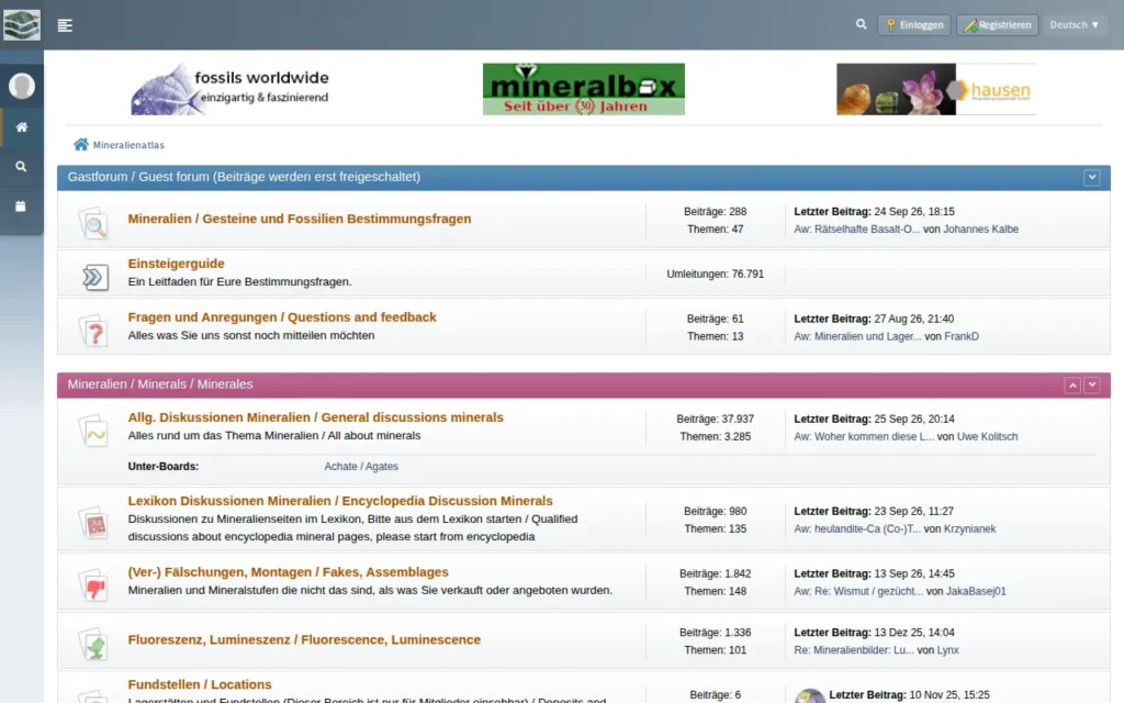 Startseite von Mineralienatlas Forum