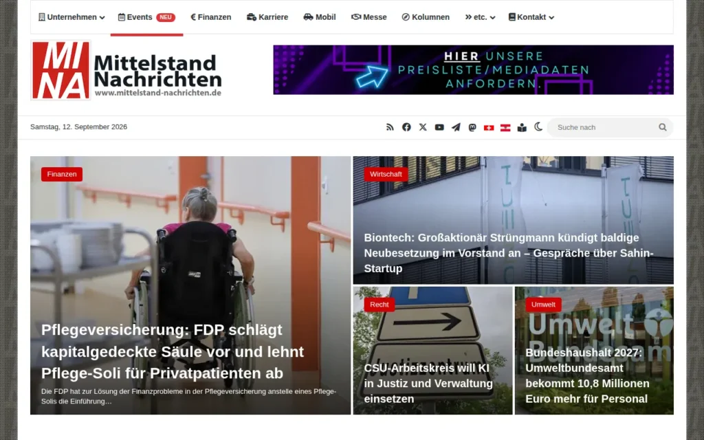 Startseite von Mittelstand Nachrichten