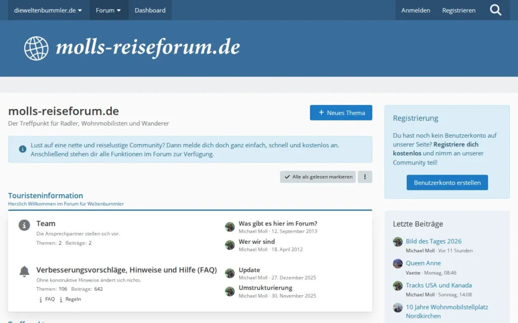 Startseite von molls-reiseforum.de (Die Weltenbummler)