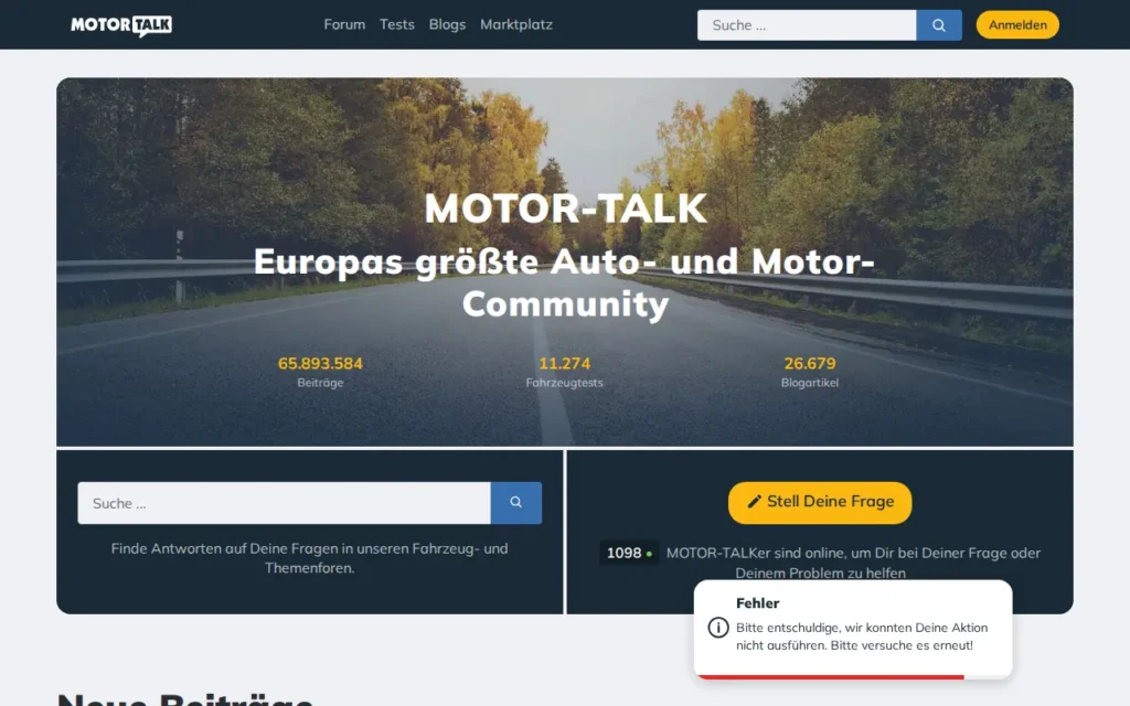 Startseite von MOTOR-TALK