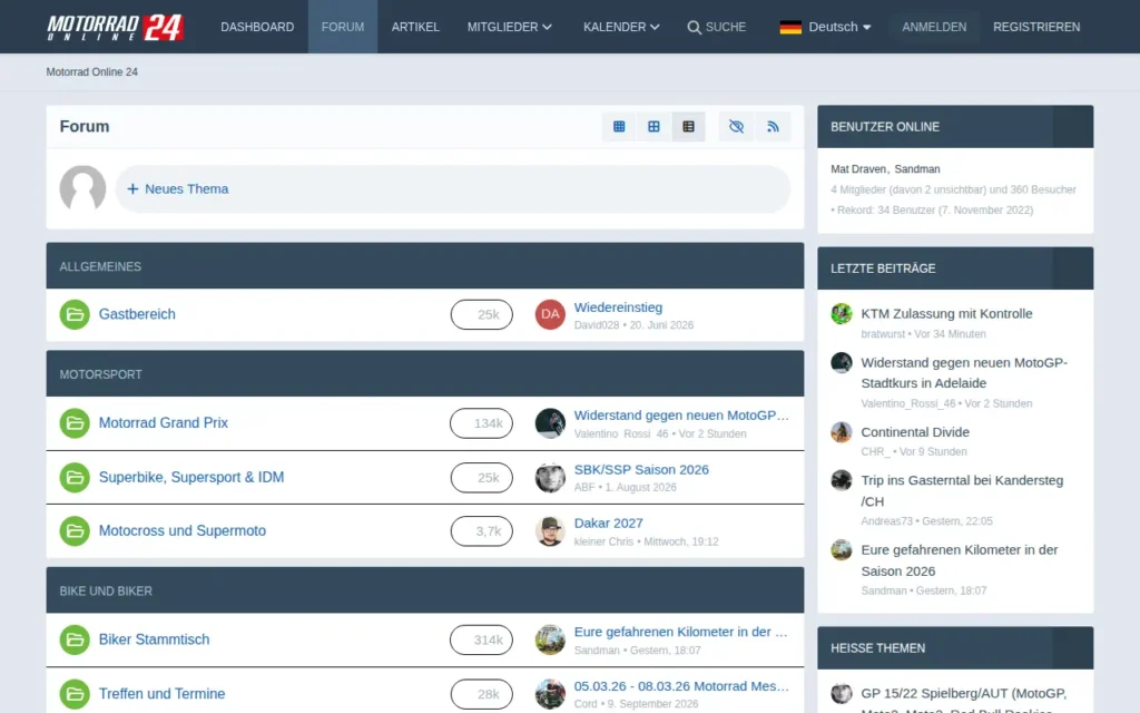 Startseite von Motorrad Online 24 Forum