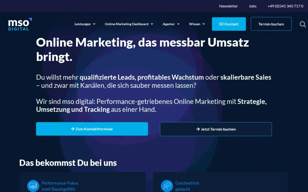 Startseite von mso digital GmbH & Co. KG