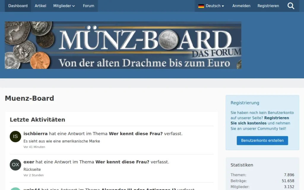 Startseite von Muenz-Board