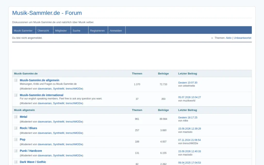 Startseite von Musik-Sammler.de Forum
