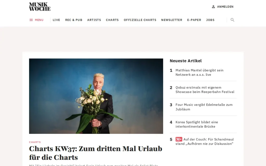 Startseite von MusikWoche
