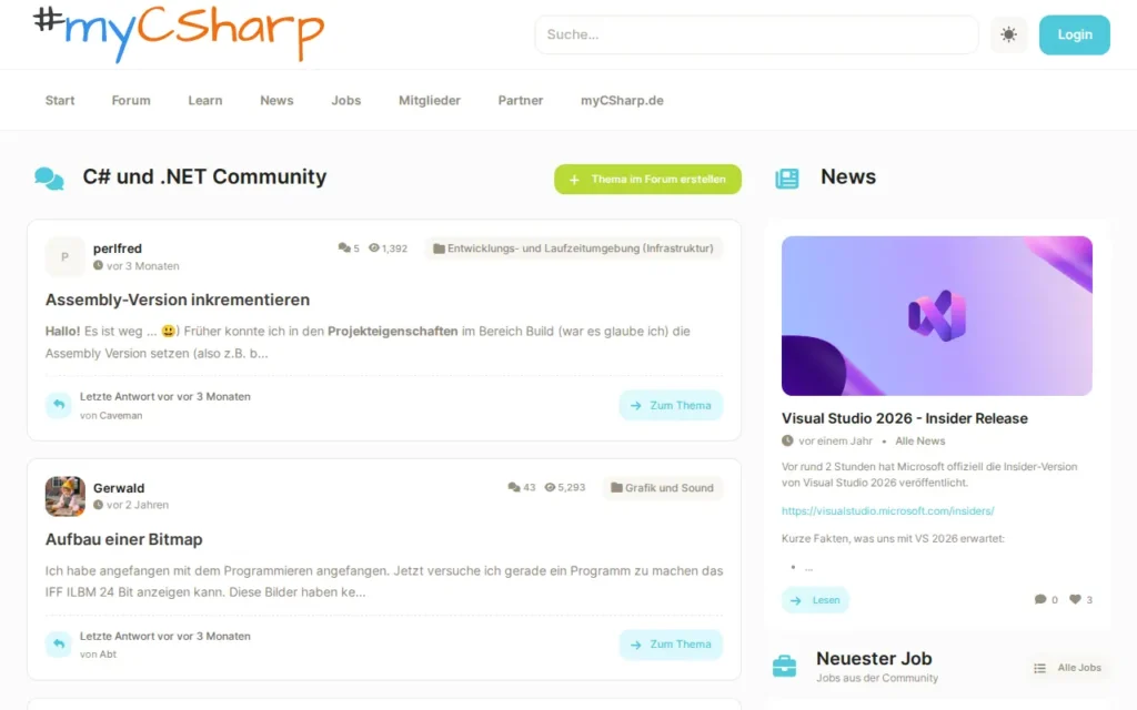 Startseite von myCSharp.de