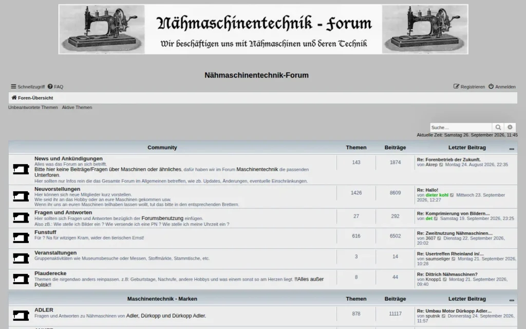 Startseite von Nähmaschinentechnik-Forum