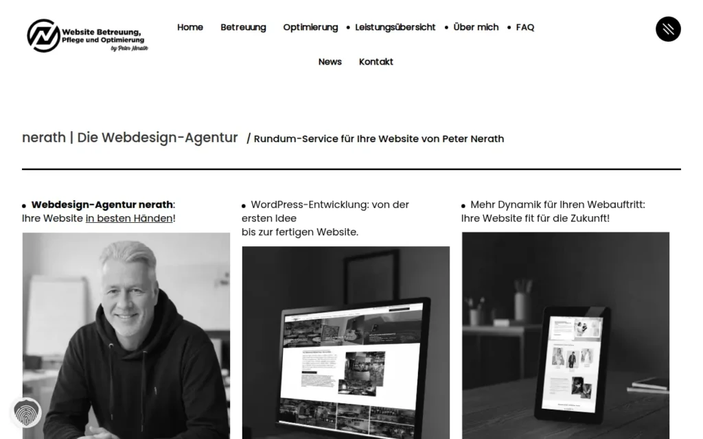 Startseite von Webdesign-Agentur nerath
