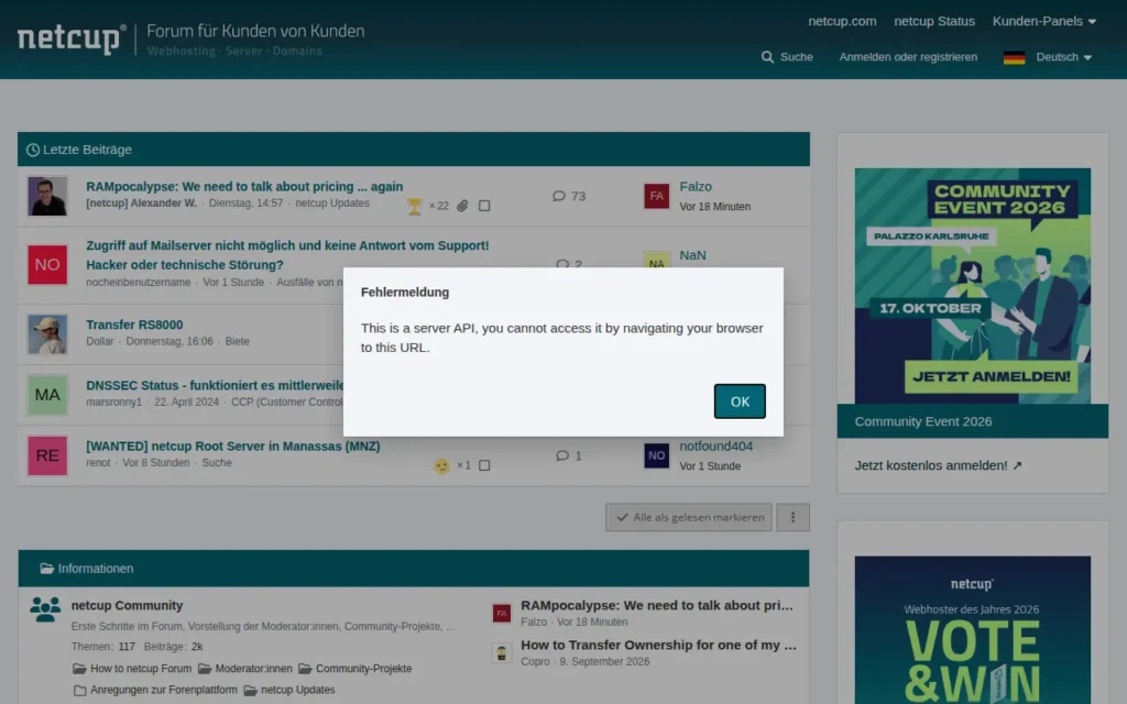 Startseite von netcup Kundenforum