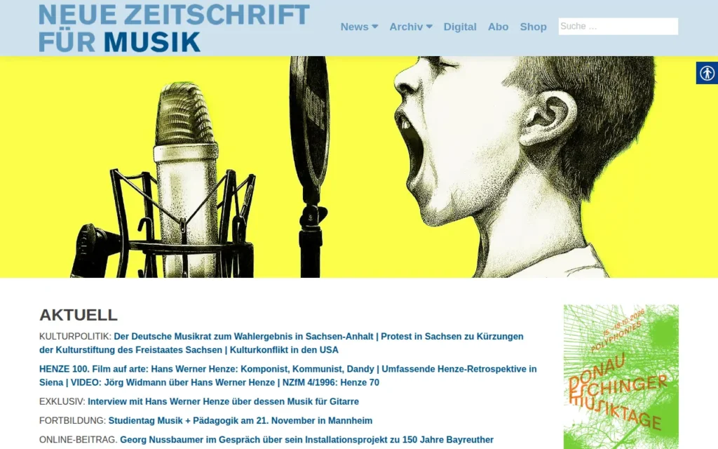 Startseite von Neue Zeitschrift für Musik (NZfM)