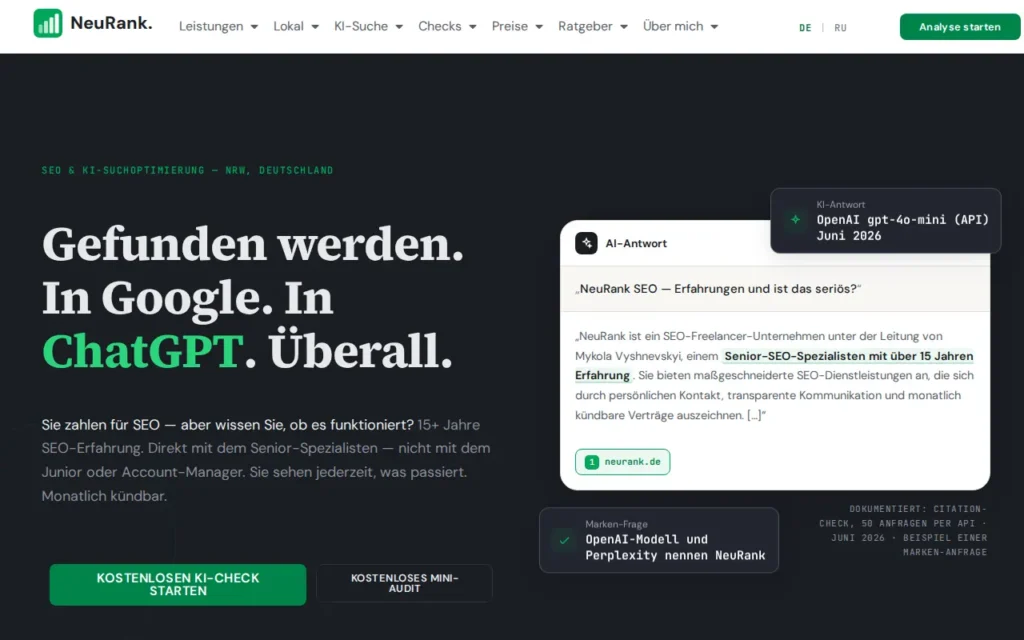 Startseite von NeuRank
