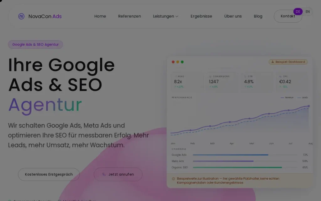 Startseite von NovaCon Ads