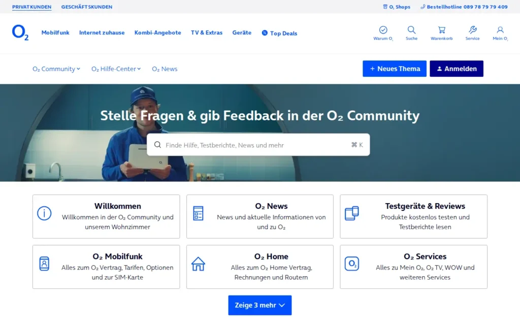 Startseite von O₂ Community