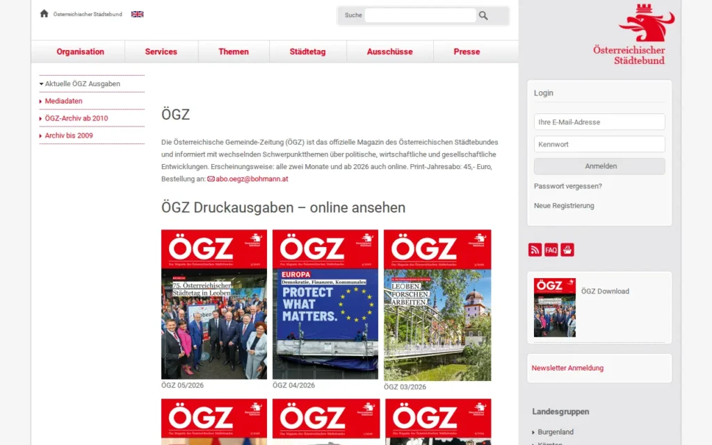 Startseite von ÖGZ – Österreichische Gemeinde-Zeitung