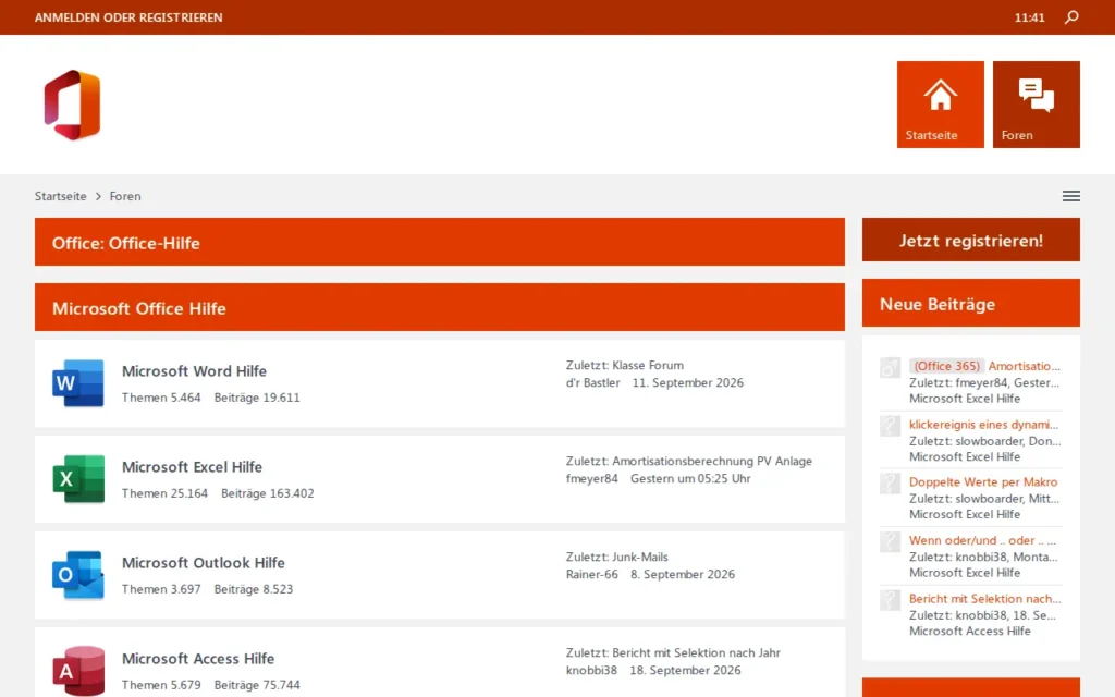 Startseite von Office-Hilfe Forum