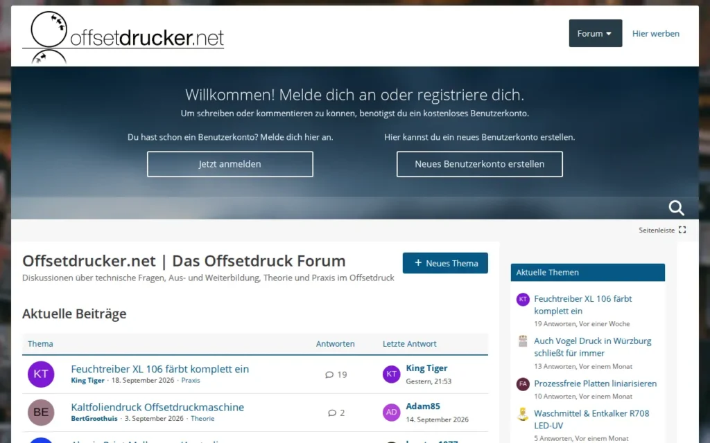 Startseite von Offsetdrucker.net