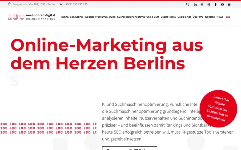 Startseite von onehundreddigital GmbH