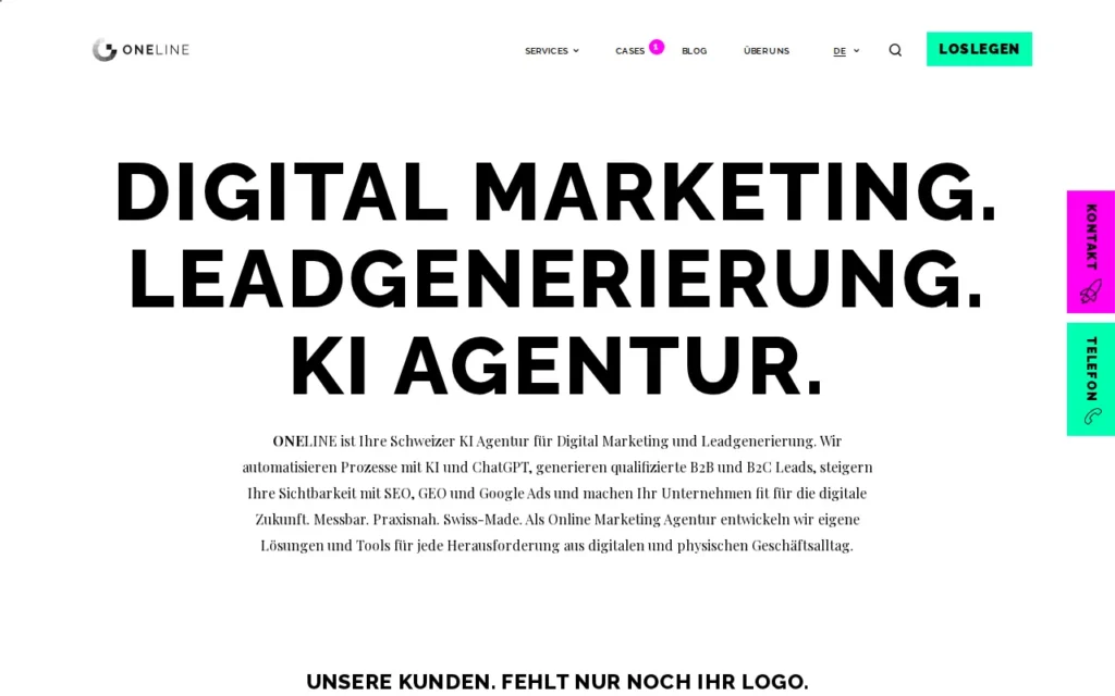 Startseite von ONELINE AG