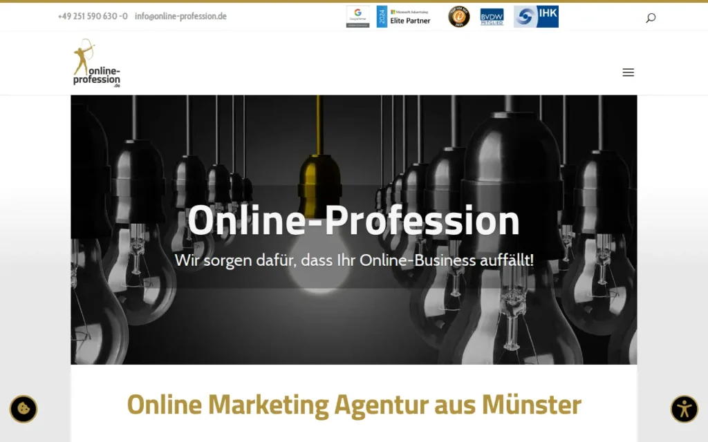 Startseite von Online-Profession GmbH & Co. KG