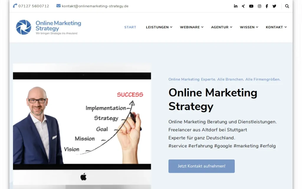 Startseite von Online Marketing Strategy