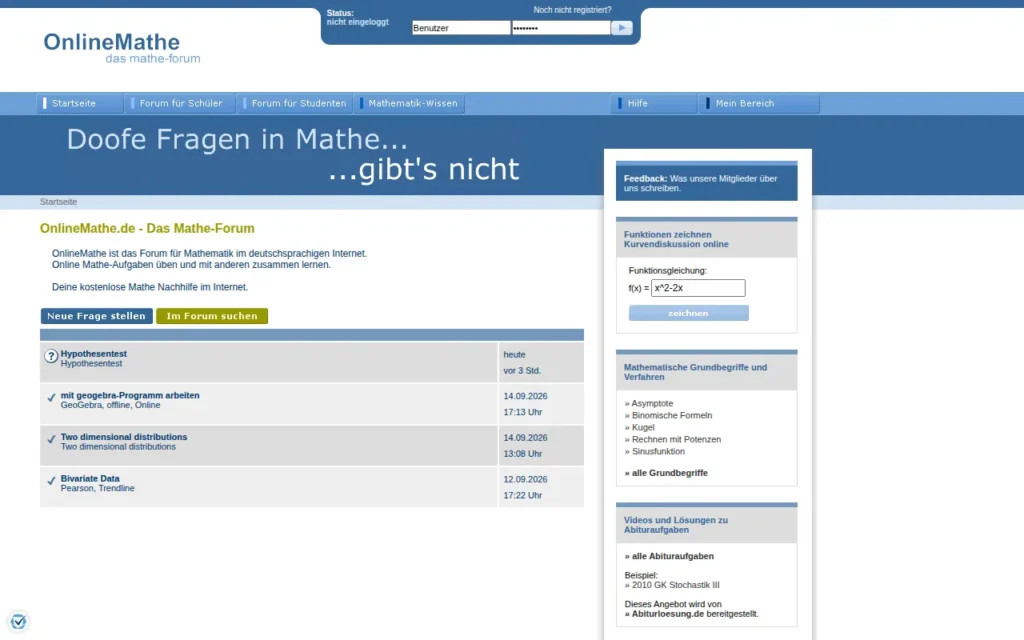 Startseite von OnlineMathe