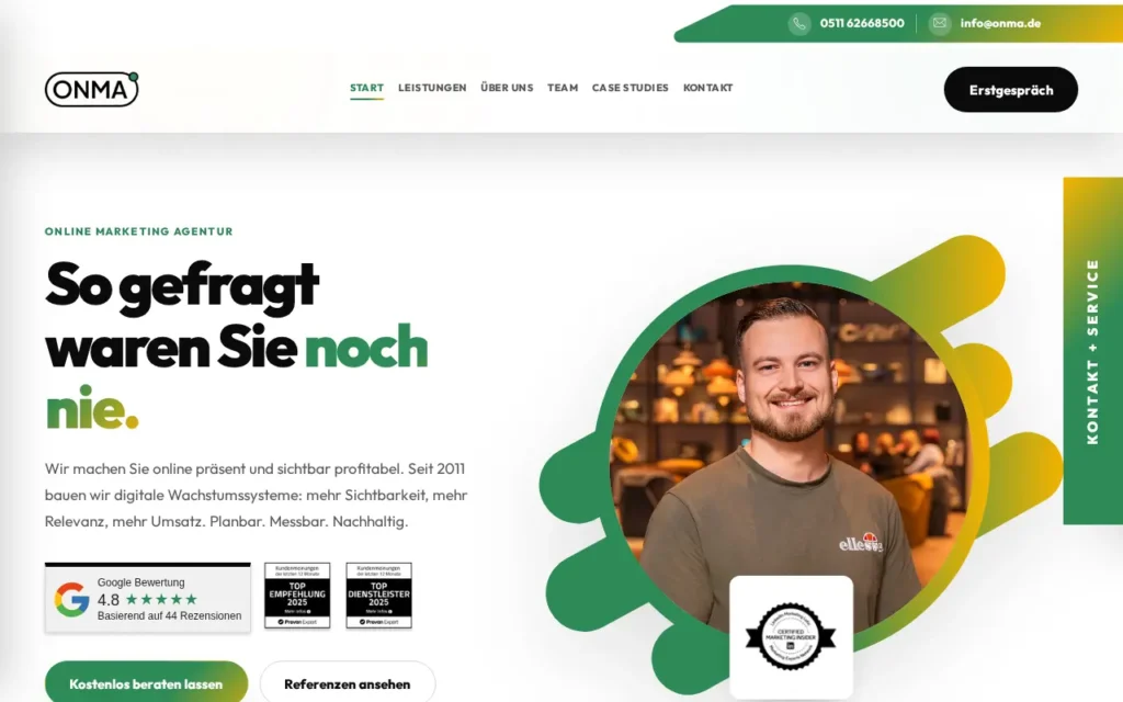 Startseite von ONMA GmbH