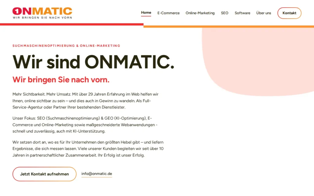 Startseite von ONMATIC GmbH