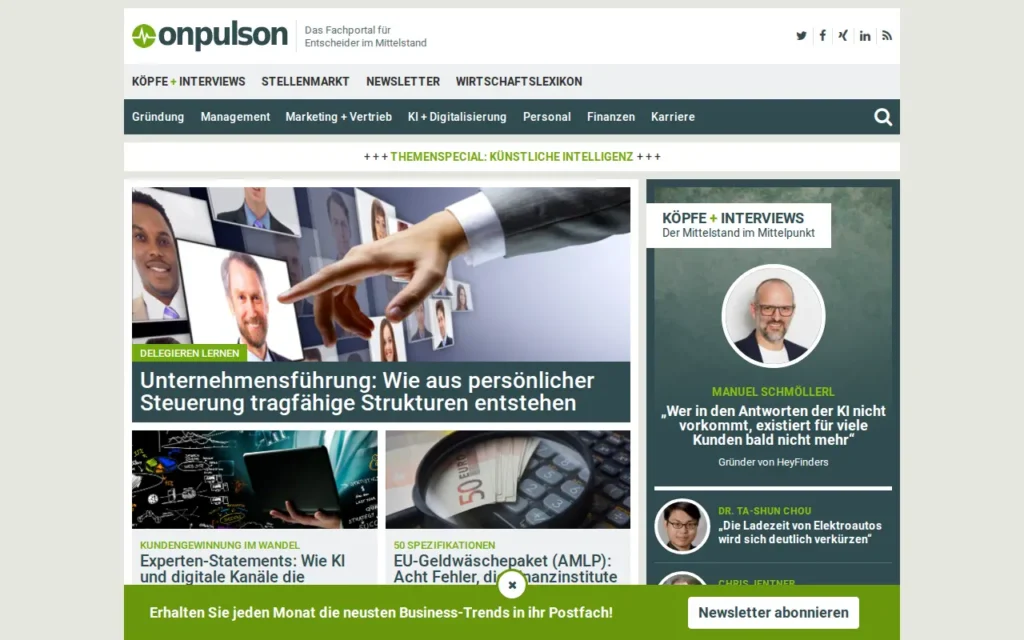 Startseite von Onpulson