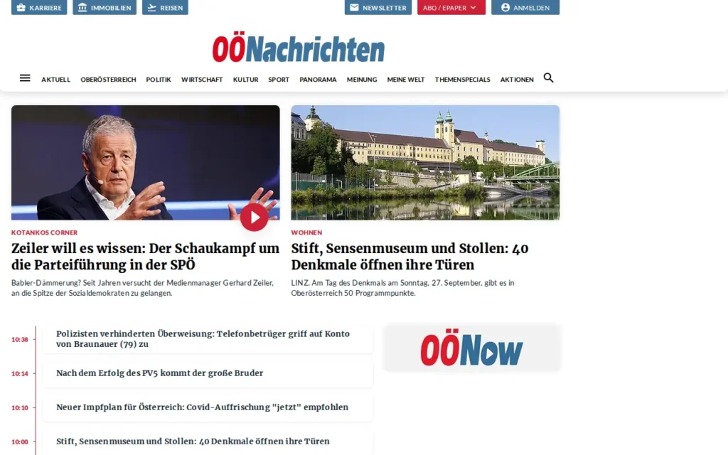 Startseite von Oberösterreichische Nachrichten (nachrichten.at)