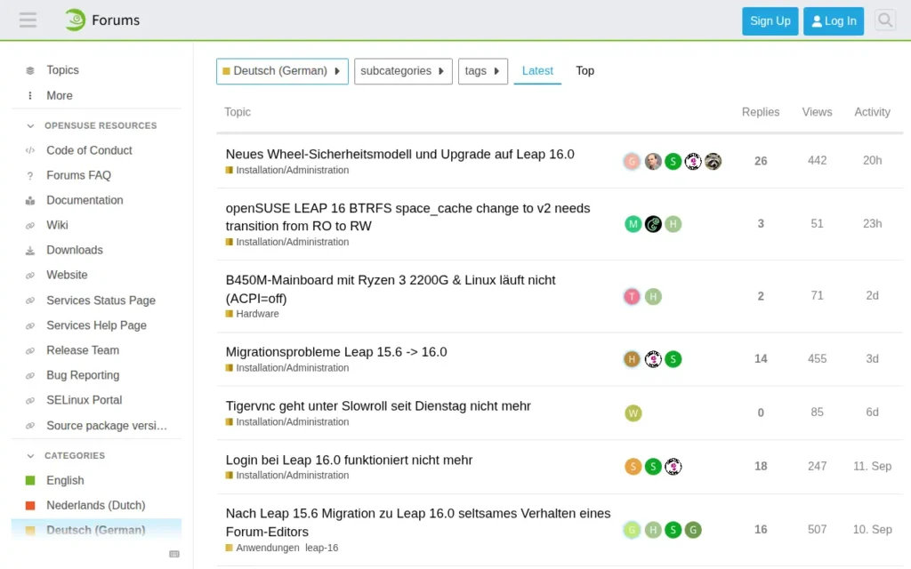 Startseite von openSUSE Forums – Deutsch