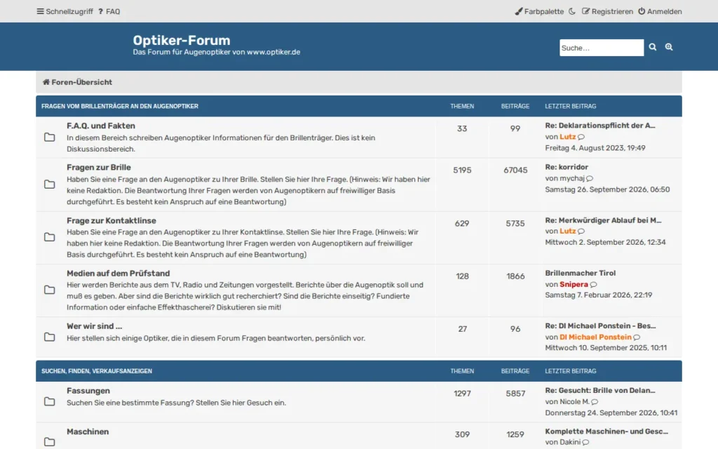 Startseite von Optiker-Forum