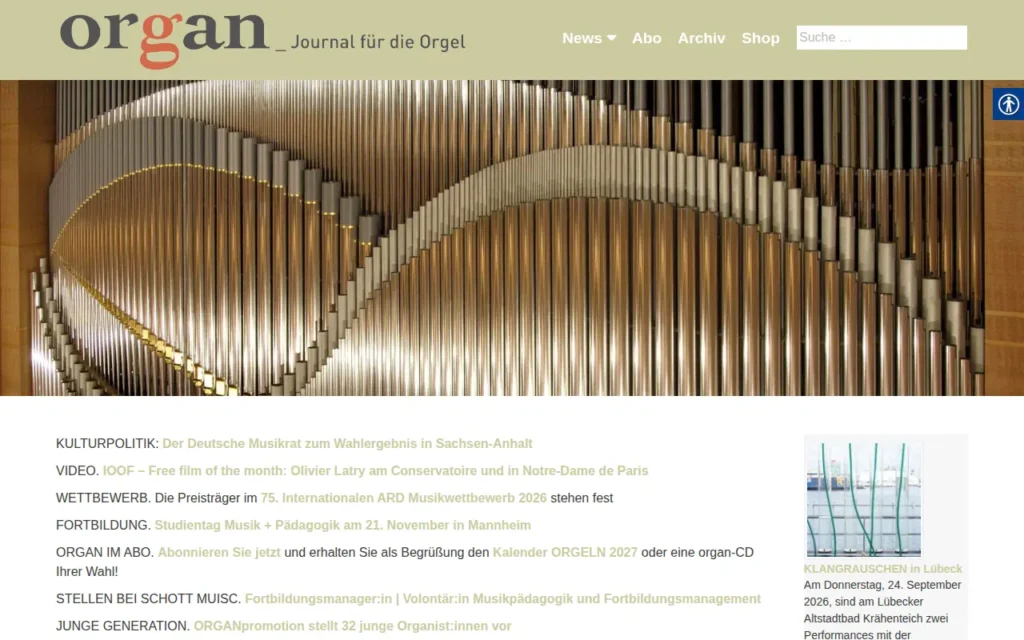 Startseite von organ – Journal für die Orgel